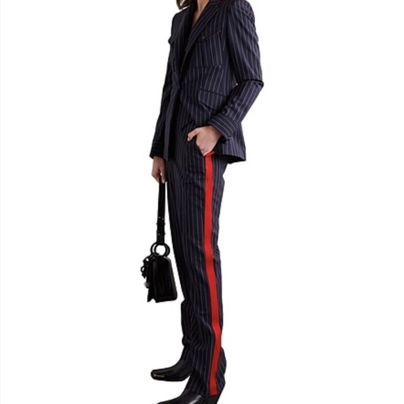 Urban Outfitters Pants - Urban Outfitters Navy Pinstripe Pantsuit with Red Stripe